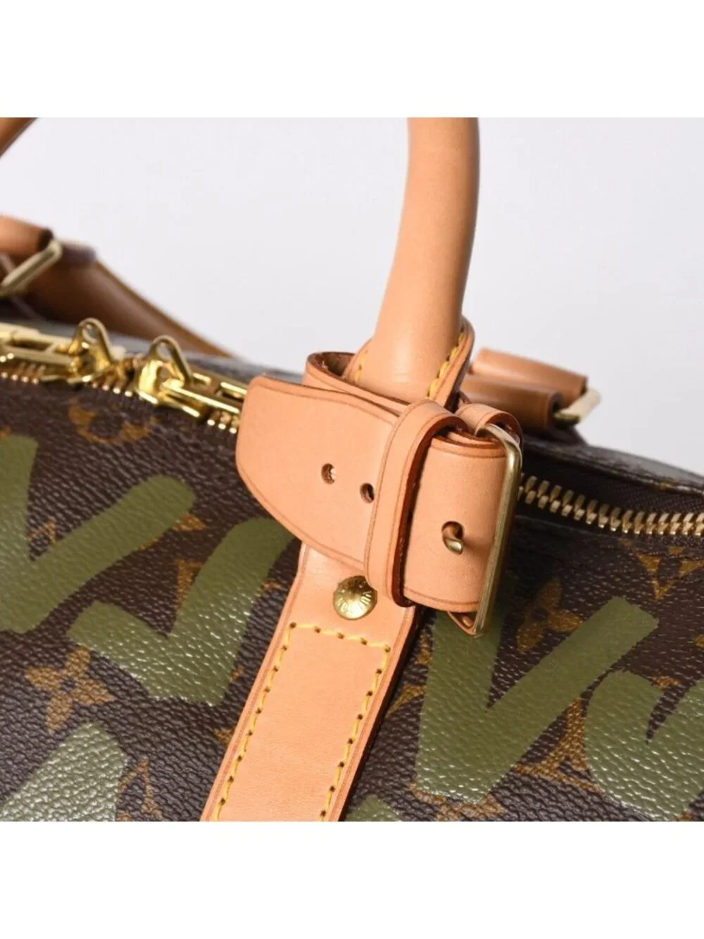 Louis Vuitton Monogram Graffiti Keepall 50 Brown Khaki Gold